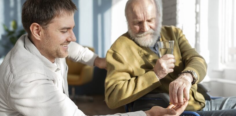 viejo paciente que sufre de parkinson