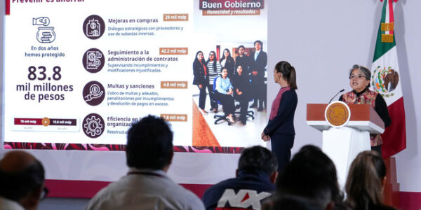 La Secretaría Anticorrupción y Buen Gobierno ha logrado un ahorro de 83.8 mil mdp en dos años a través de la prevención: presidenta 11 post 2026 09 22 Conferencia de prensa matutina Palacio Nacional 04 HC